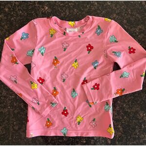 Hanna Andersson Girls Long Sleeve Swimsuit Rash Guard Top Pink Size 8